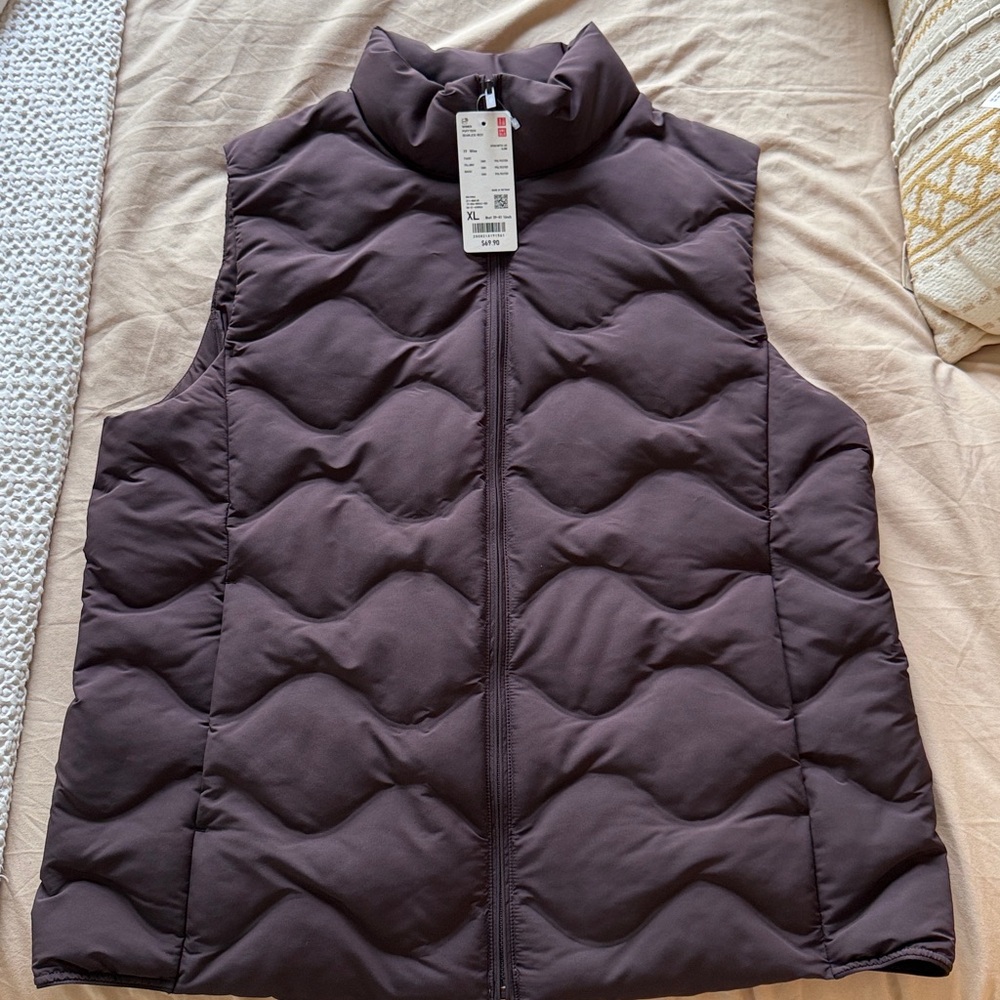 Uniqlo Wine Quilted Zip-Front Vest